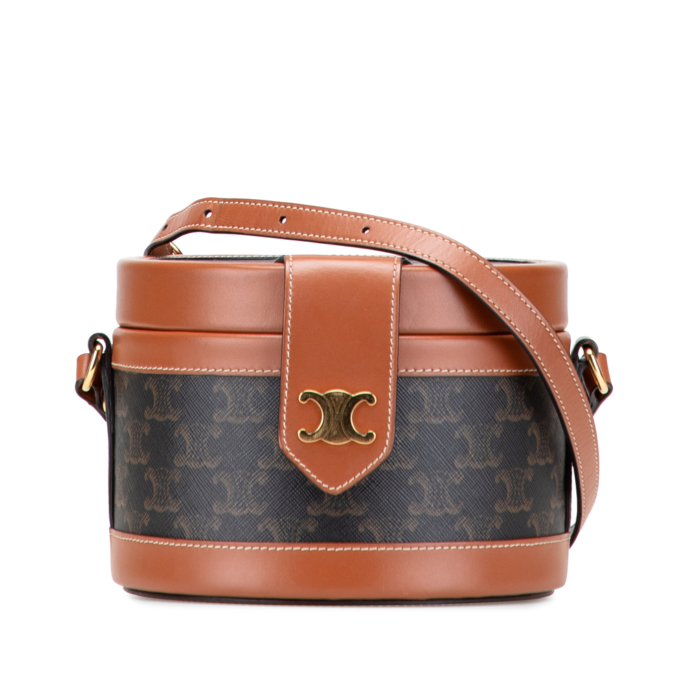Pre-Loved Celine Medium Triomphe Coated Canvas Tambour Crossbody - Picture 1 of 12